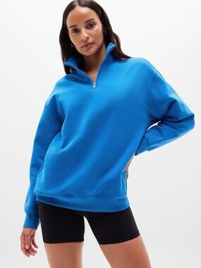 New Athleta XL Forever Fleece 1/4 Zip Sweatshirt Breaker Blue X-Large Regular